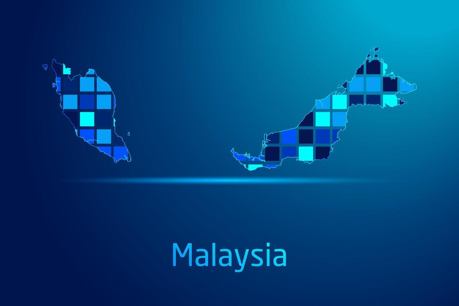 concepts of Malaysia Network Digital Technology Graphic illustration. Blue Color. Internet Futuristic Concept Map. vector