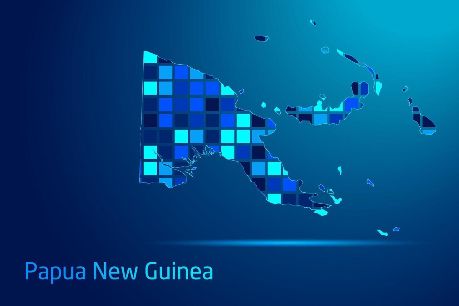 concepts of Papua New Guinea Network Digital Technology Graphic illustration. Blue Color. Internet Futuristic Concept Map. vector