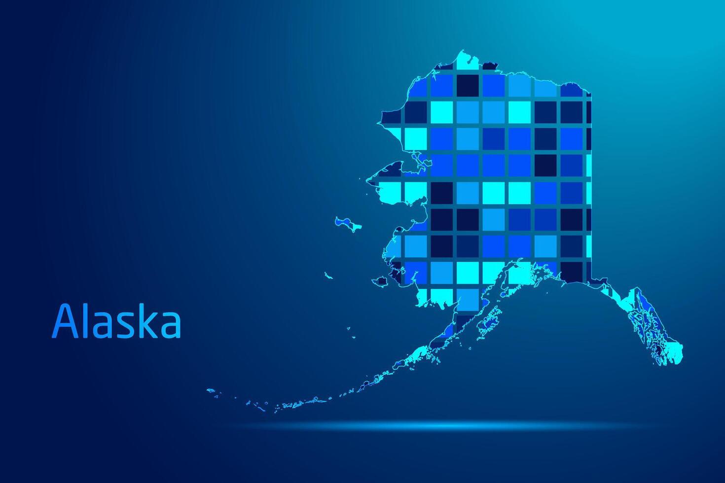 concepts of Alaska Network Digital Technology Graphic illustration. Blue Color. Internet Futuristic Concept Map. vector