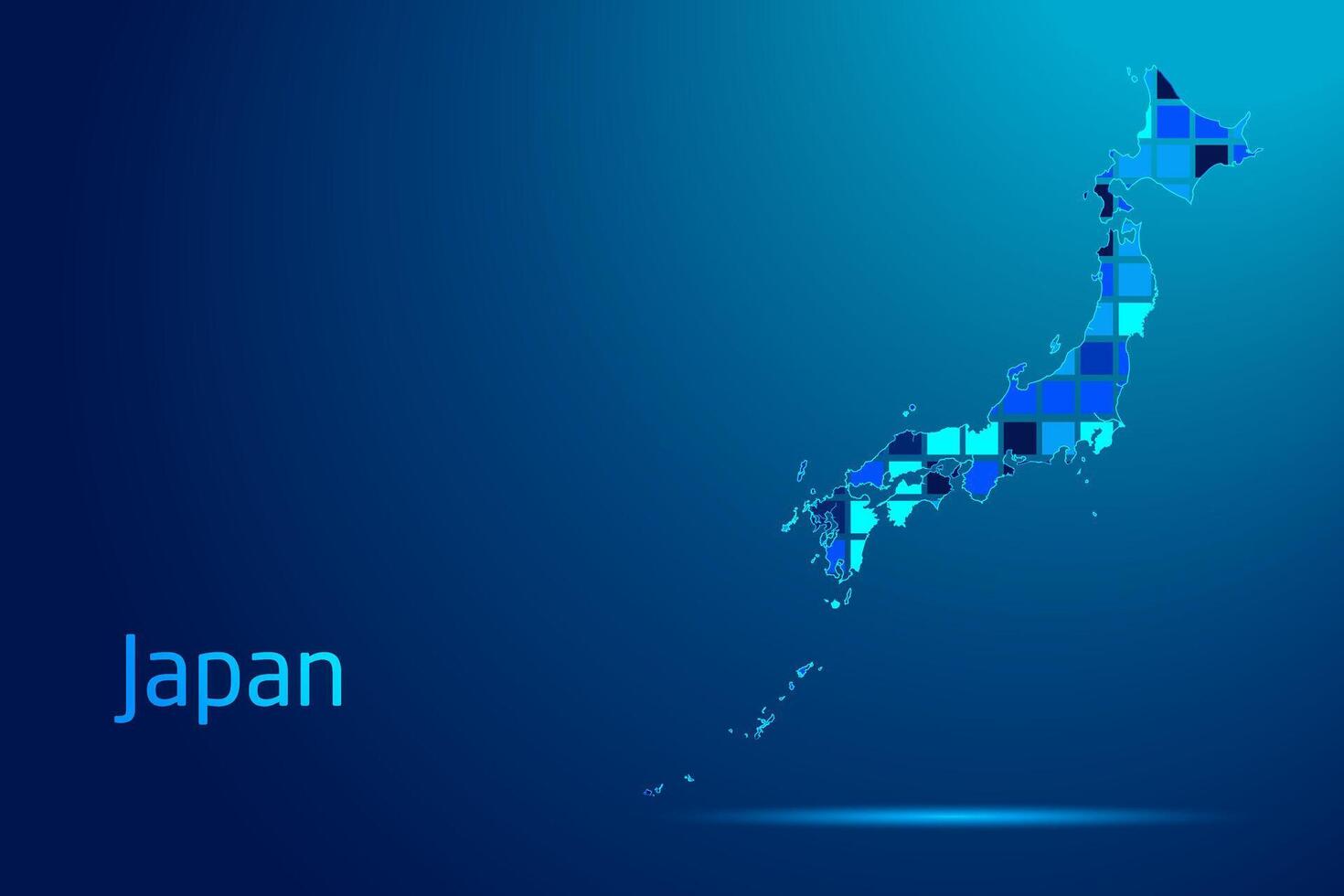 concepts of Japan Network Digital Technology Graphic illustration. Blue Color. Internet Futuristic Concept Map. vector