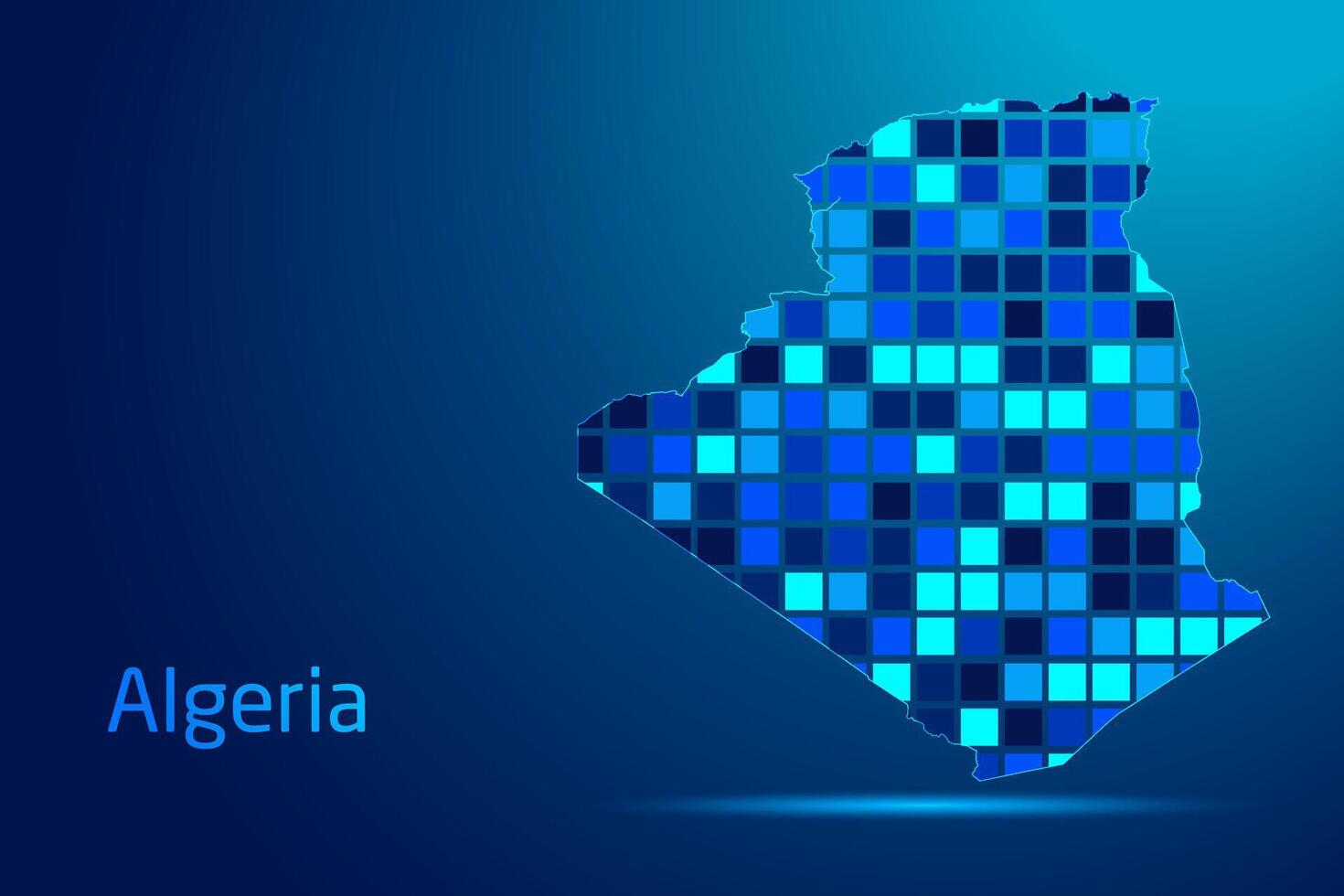 concepts of Algeria Network Digital Technology Graphic illustration. Blue Color. Internet Futuristic Concept Map. vector