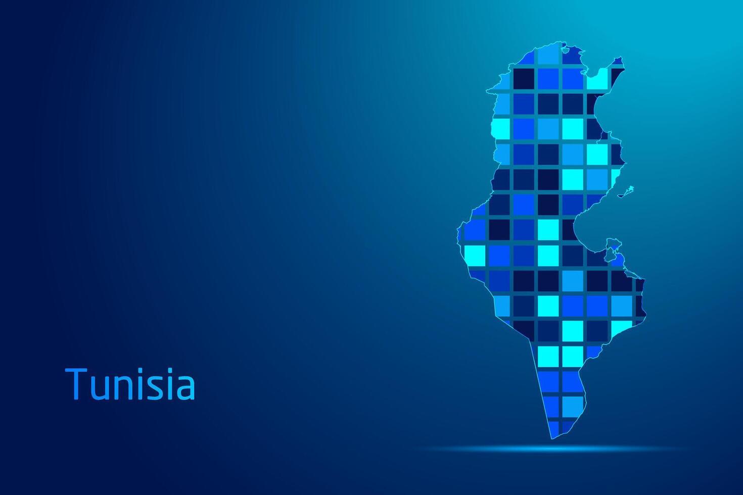 concepts of Tunisia Network Digital Technology Graphic illustration. Blue Color. Internet Futuristic Concept Map. vector