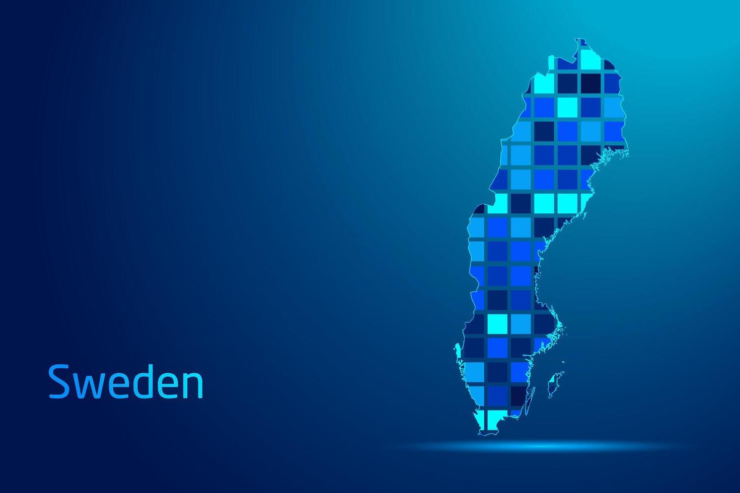 concepts of Sweden Network Digital Technology Graphic illustration. Blue Color. Internet Futuristic Concept Map. vector