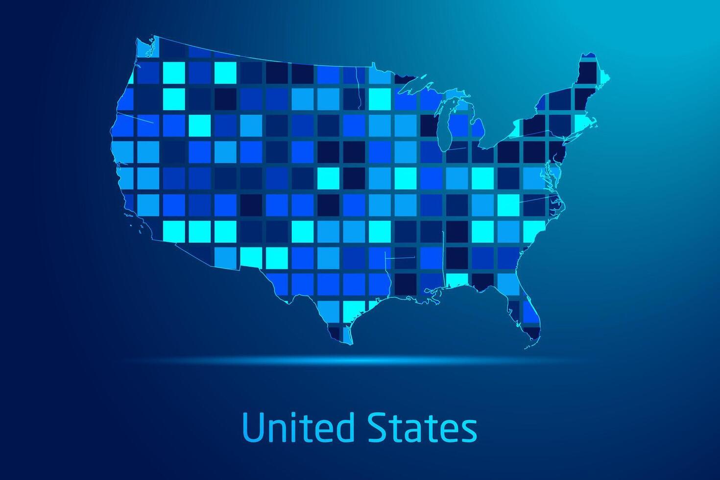 concepts of United States Network Digital Technology Graphic illustration. Blue Color. Internet Futuristic Concept Map. vector