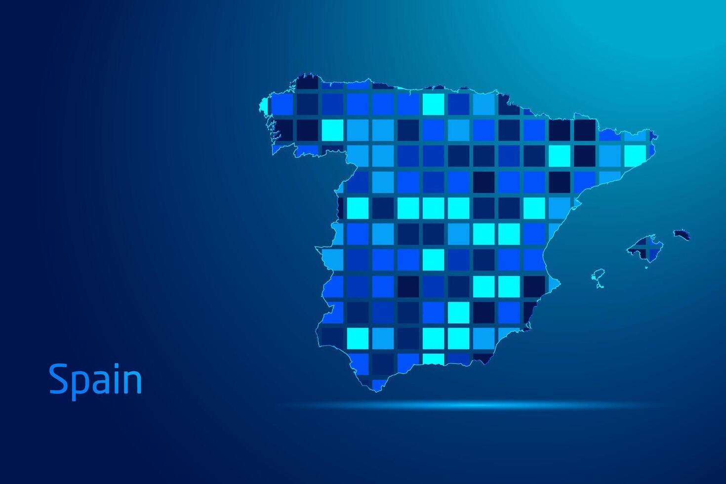 concepts of Spain Network Digital Technology Graphic illustration. Blue Color. Internet Futuristic Concept Map. vector