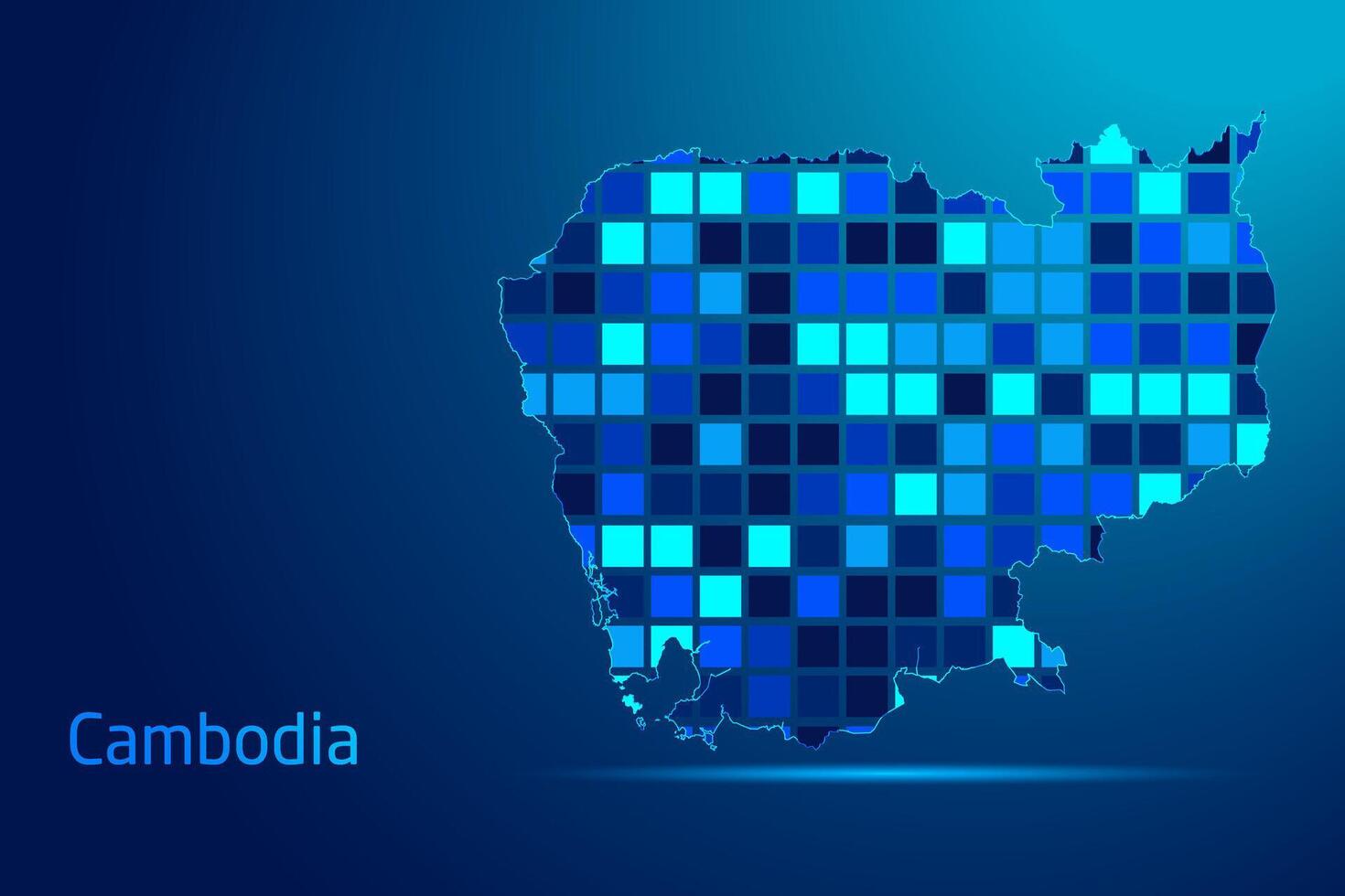 concepts of Cambodia Network Digital Technology Graphic illustration. Blue Color. Internet Futuristic Concept Map. vector