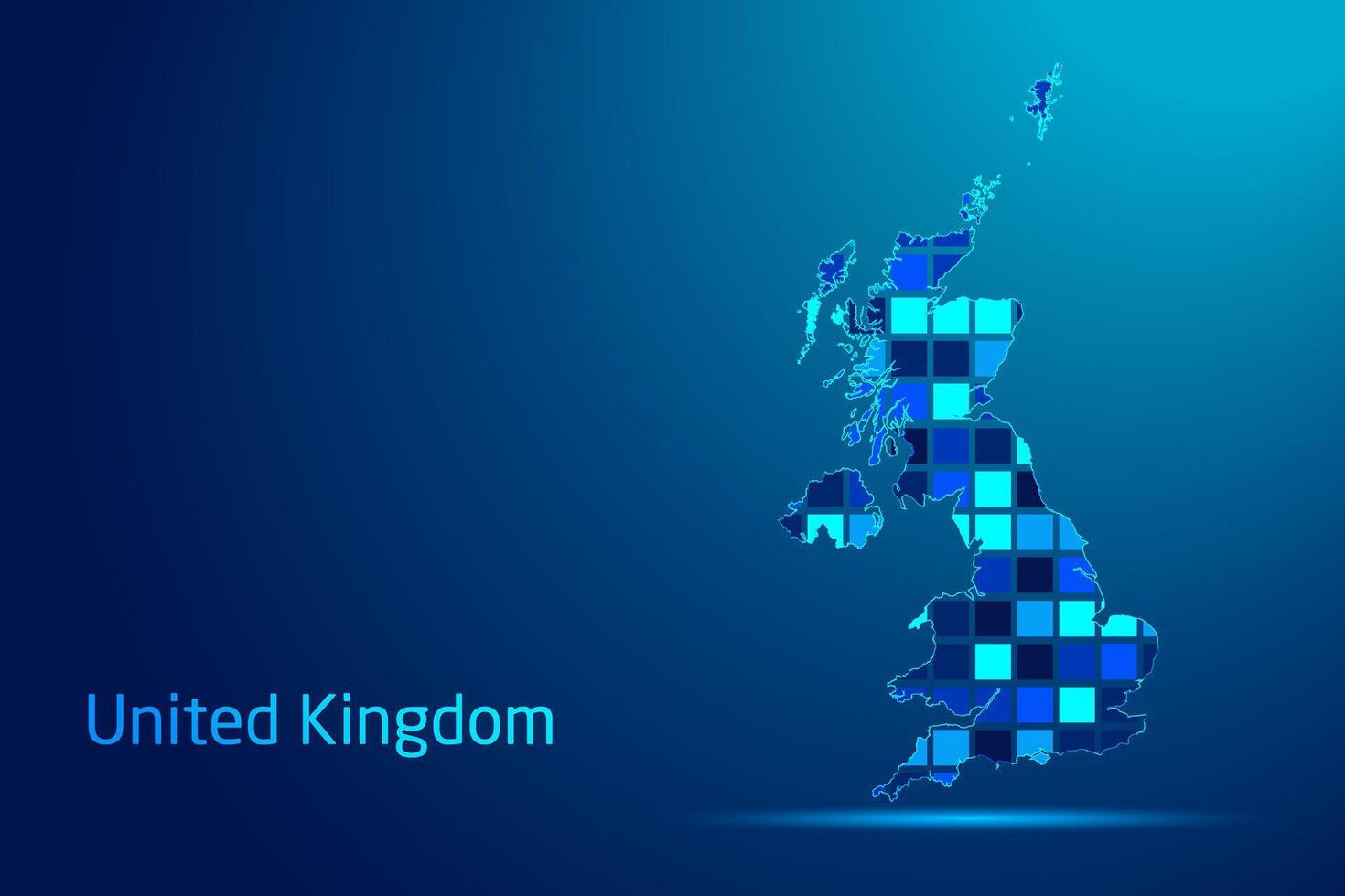 concepts of United Kingdom Network Digital Technology Graphic illustration. Blue Color. Internet Futuristic Concept Map. vector