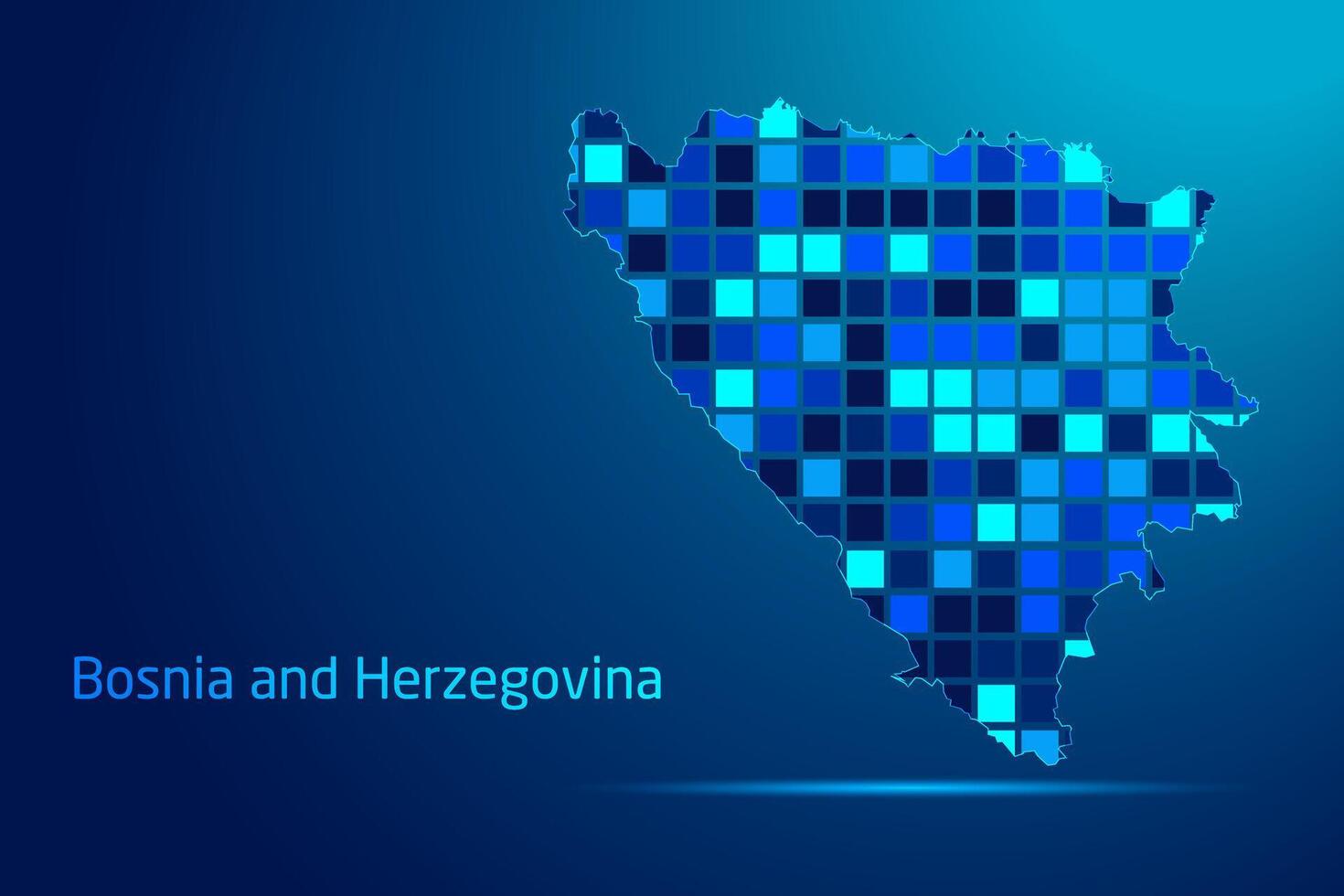 concepts of Bosnia and Herzegovina Network Digital Technology Graphic illustration. Blue Color. Internet Futuristic Concept Map. vector