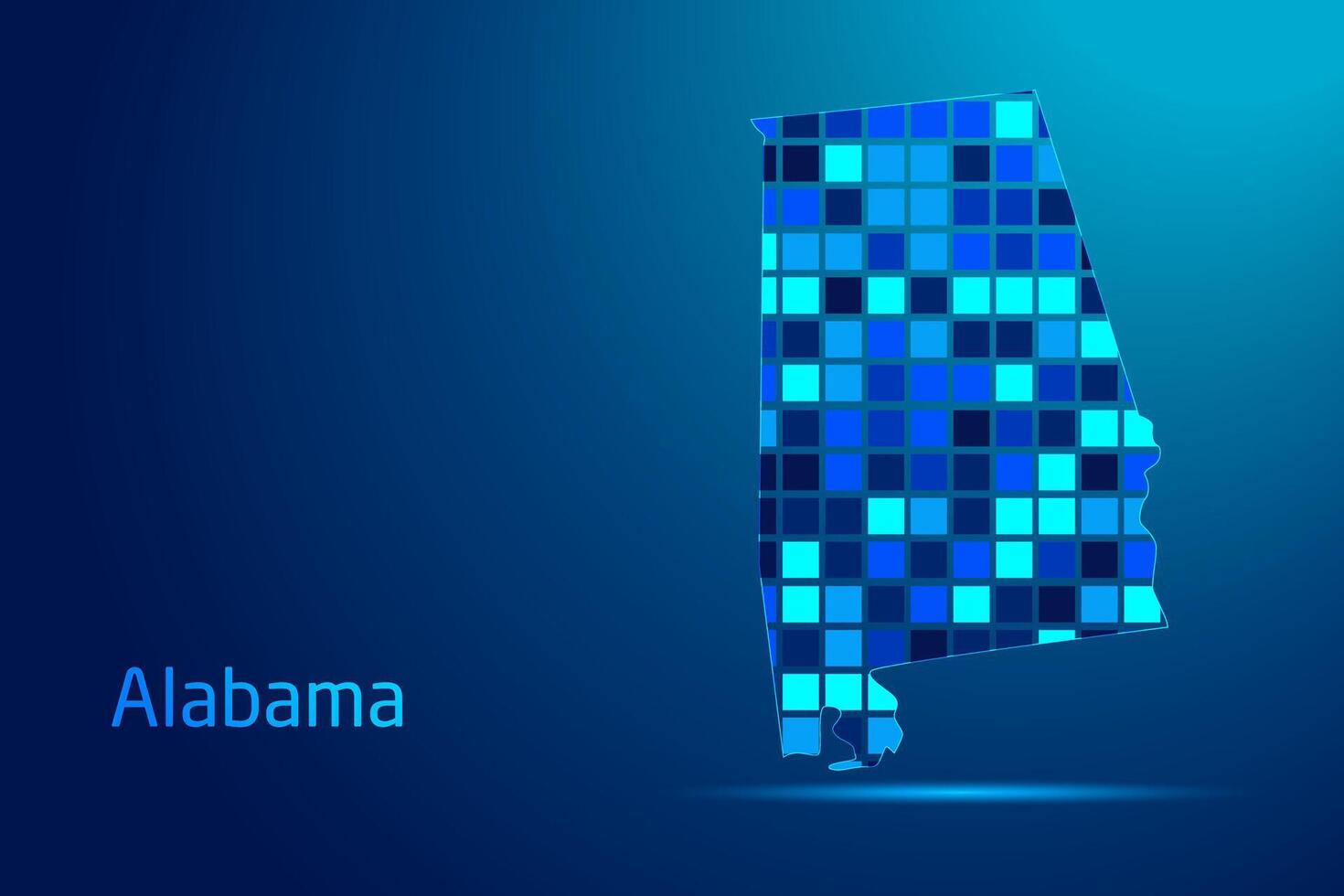 concepts of Alabama Network Digital Technology Graphic illustration. Blue Color. Internet Futuristic Concept Map. vector