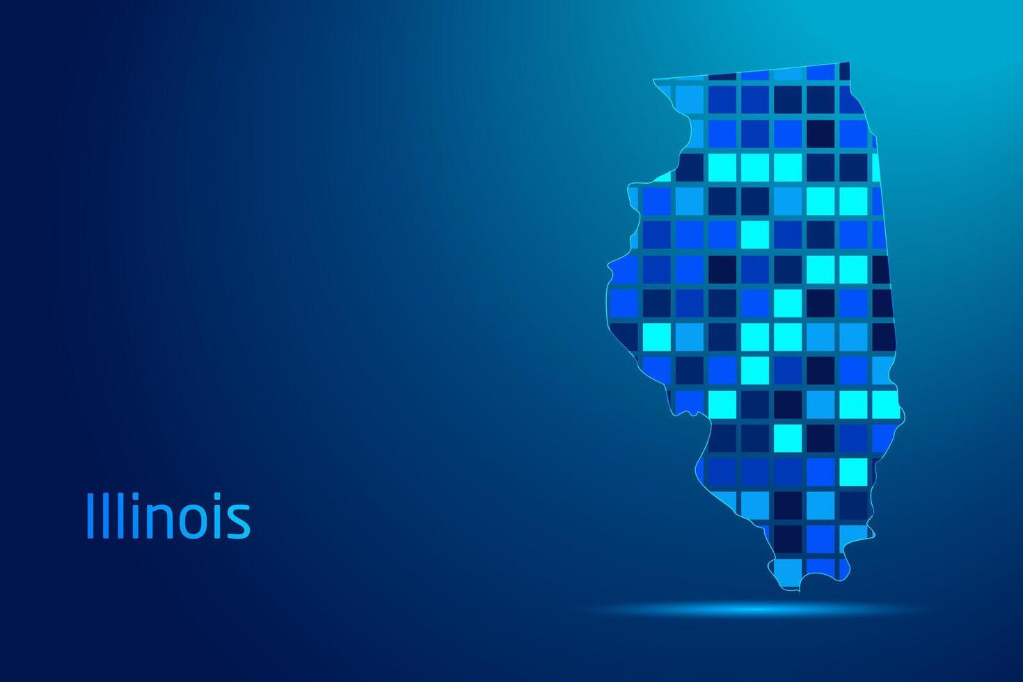 concepts of Illinois Network Digital Technology Graphic illustration. Blue Color. Internet Futuristic Concept Map. vector