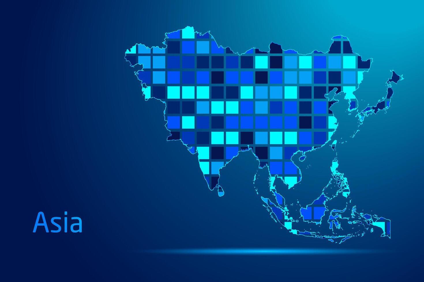 concepts of Asia Network Digital Technology Graphic illustration. Blue Color. Internet Futuristic Concept Map. vector