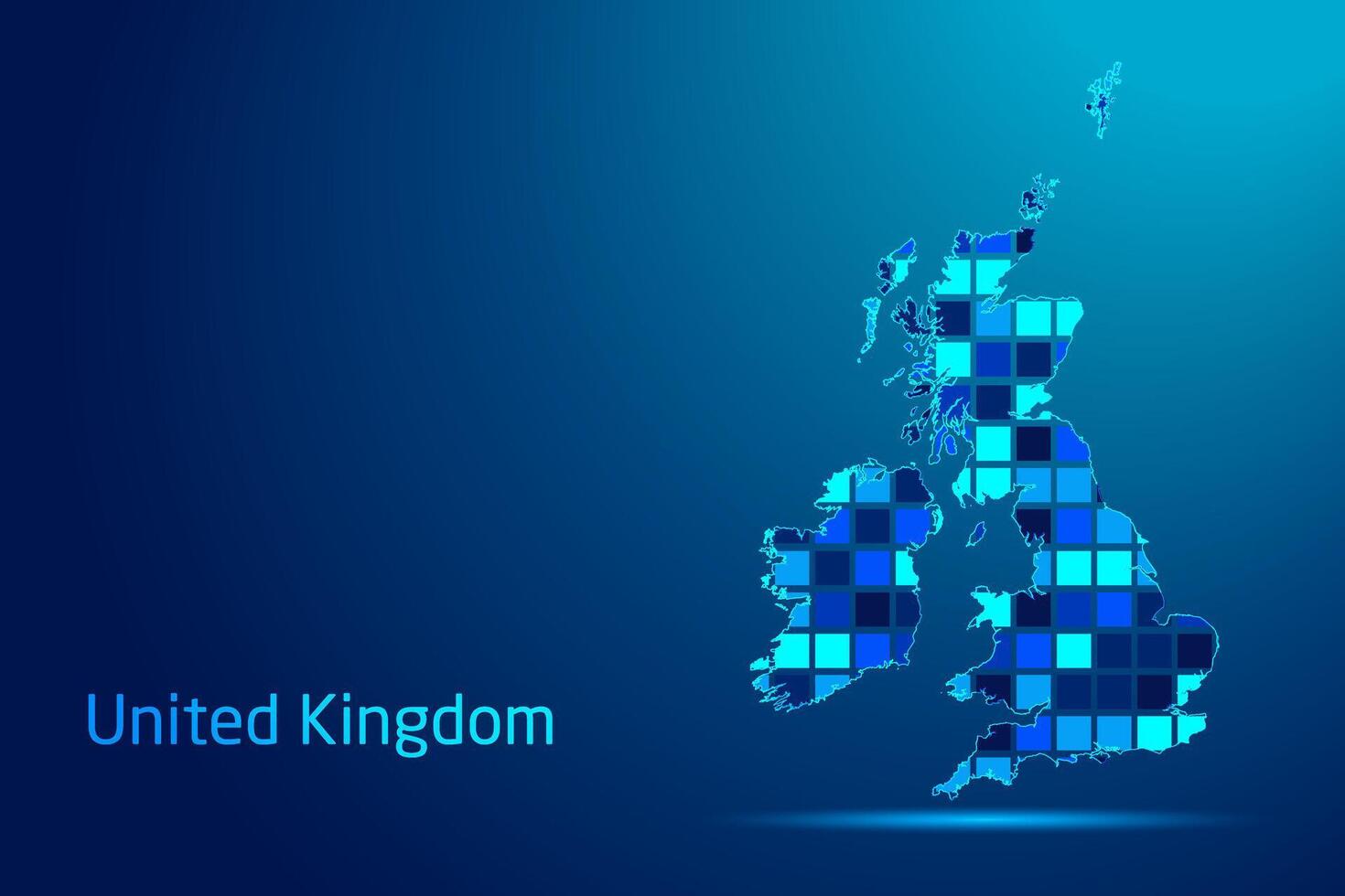concepts of United Kingdom Network Digital Technology Graphic illustration. Blue Color. Internet Futuristic Concept Map. vector