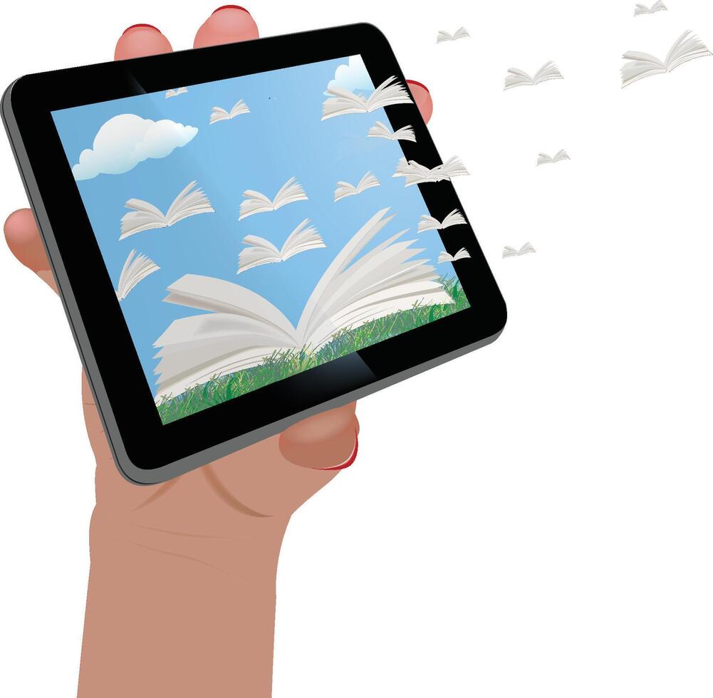 Internet books with open books and novels vector