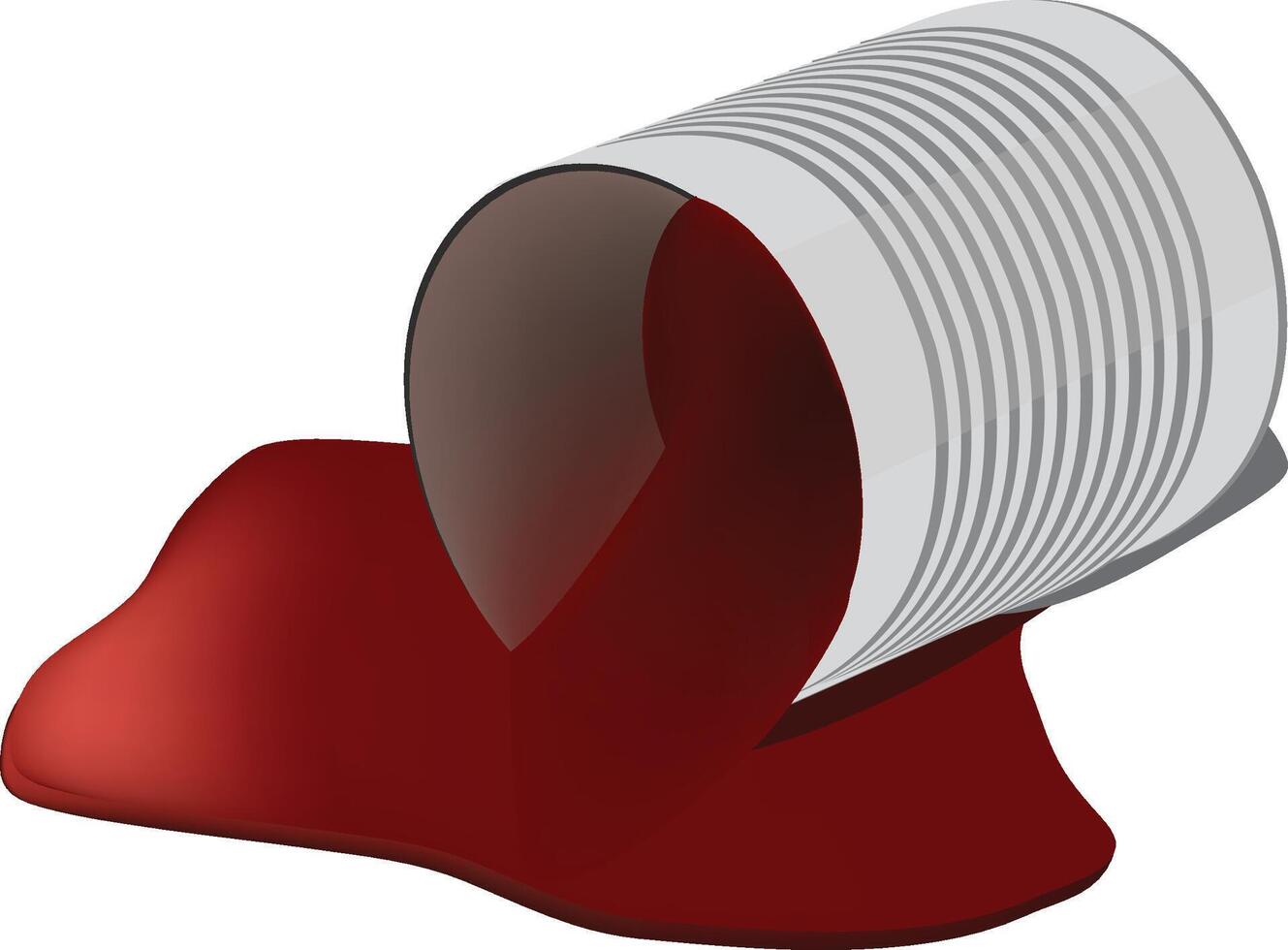 Tin can spilling red paint on the floor creating a big mess vector