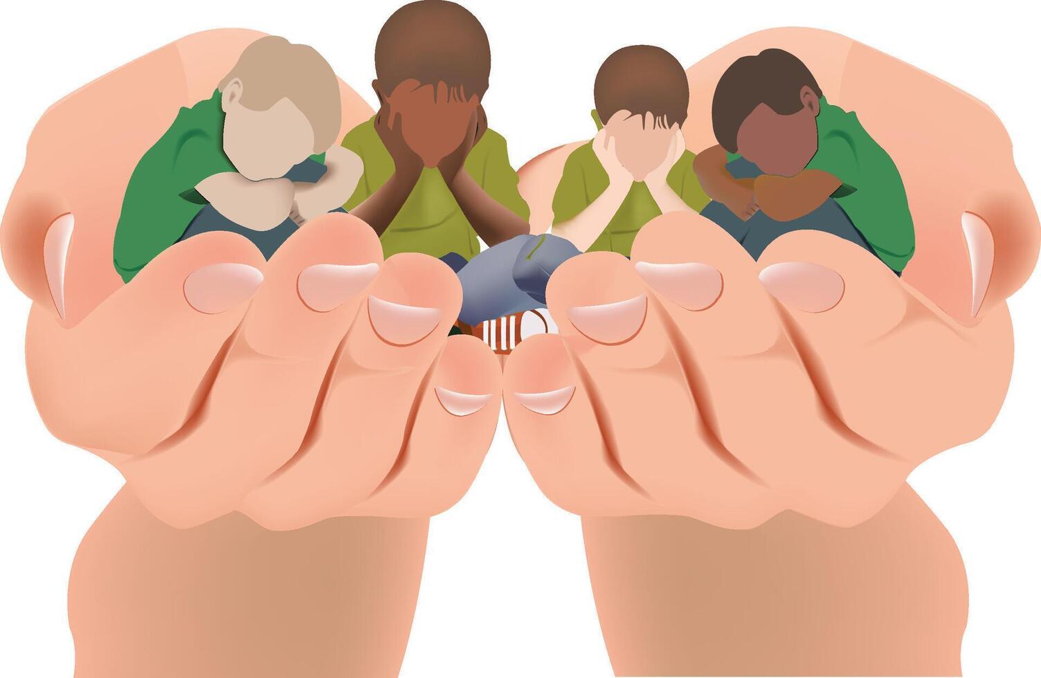 support for abandoned lonely children vector