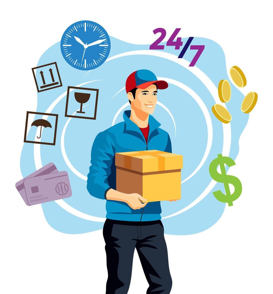 delivery man courier flat stock illustration vector