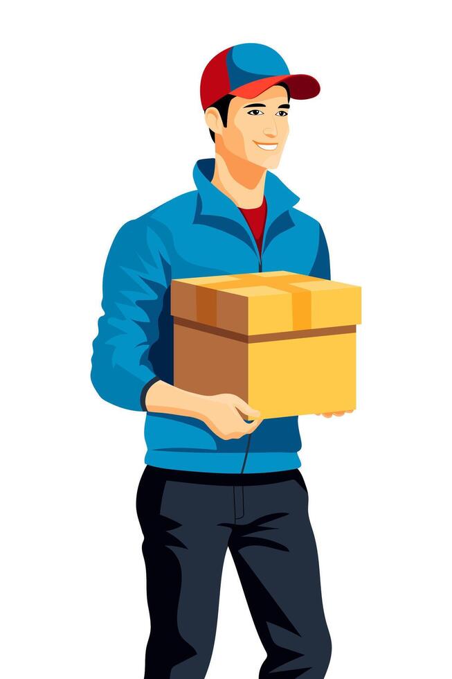 delivery man courier flat stock illustration vector