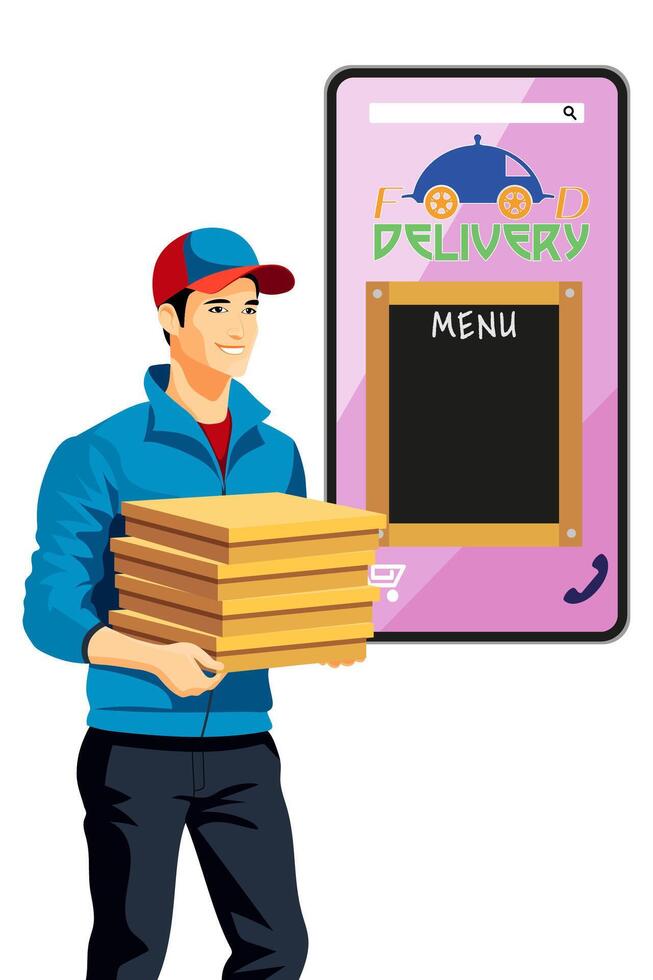 delivery man courier flat stock illustration vector