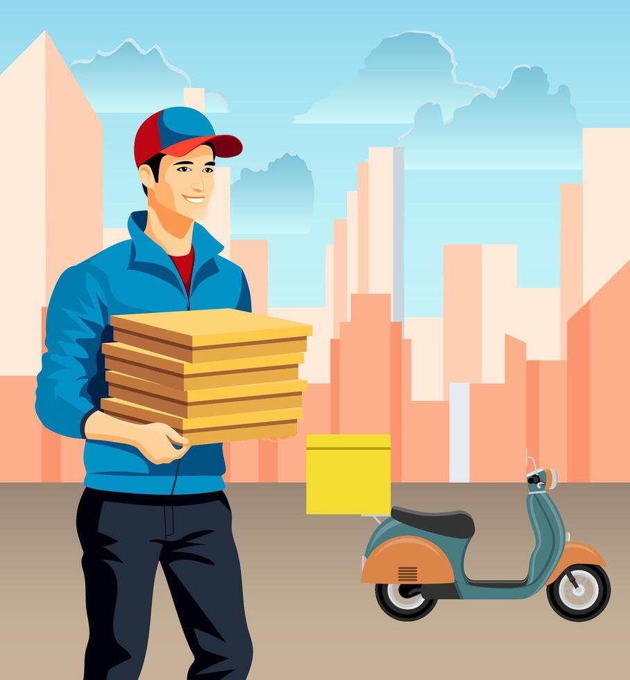 delivery man courier flat stock illustration vector