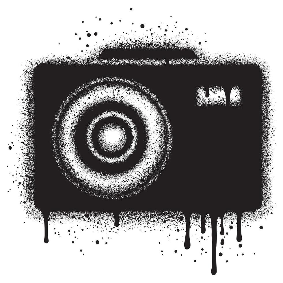 Spray Painted Graffiti Camera Sprayed isolated on white background. vector