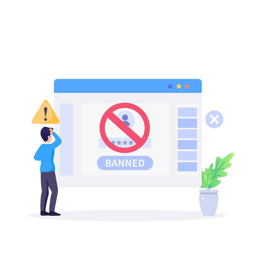 Internet blocking symbolic composition with user stopping email harassment with big lock vector