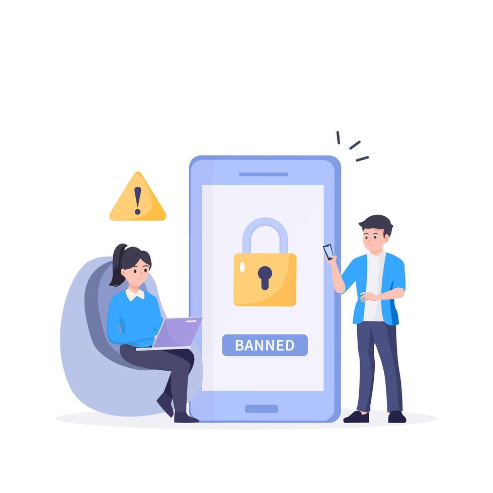 Internet blocking symbolic composition with user stopping email harassment with big lock vector