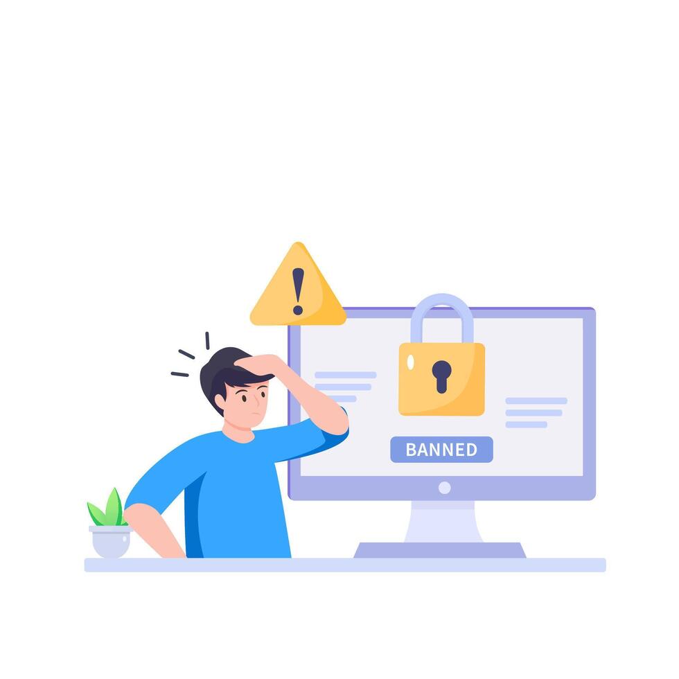 Internet blocking symbolic composition with user stopping email harassment with big lock vector