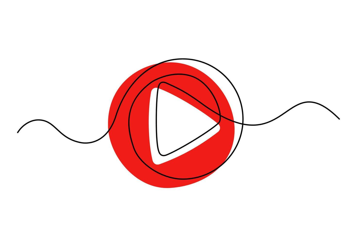 Play button drawn in one continuous line. One line drawing, minimalism. Play, multimedia sign line continuous drawing . One line Play, multimedia background. Linear plays design. vector