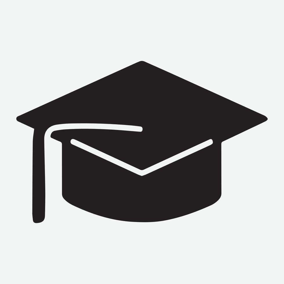 An Unique graduation cap silhouette Icon with white background vector