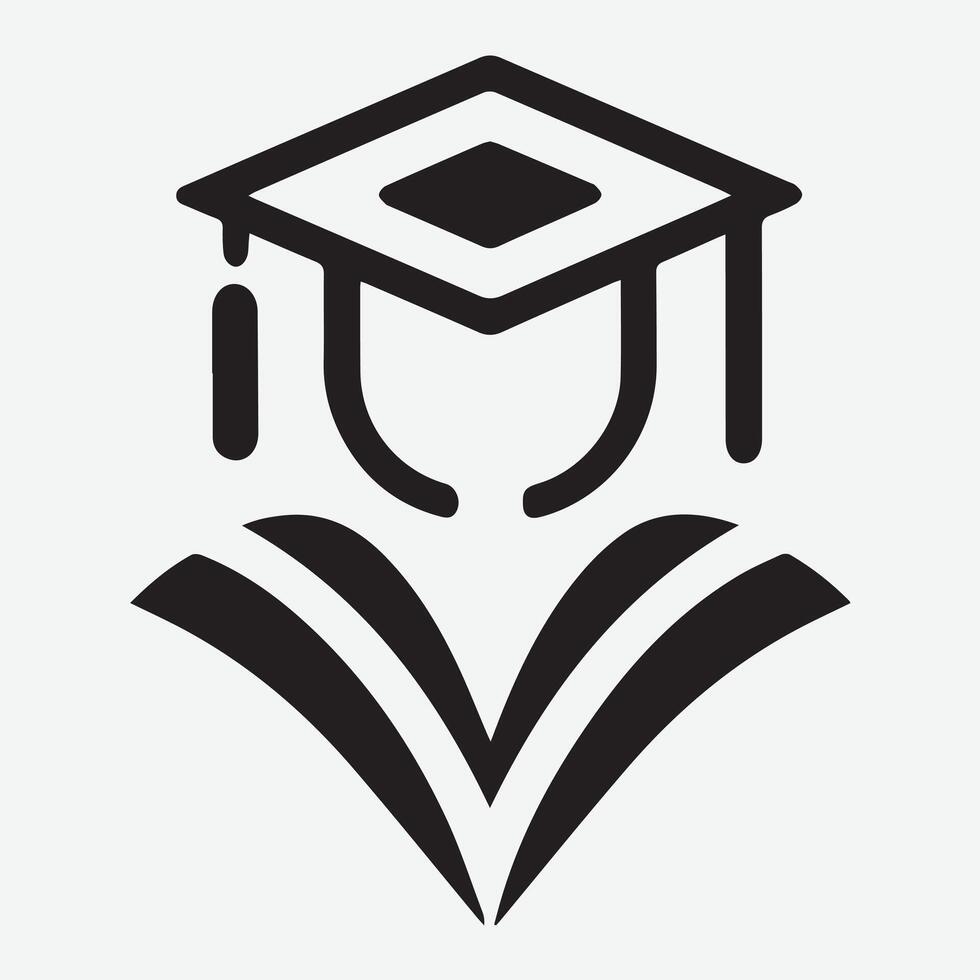 An Unique graduation cap silhouette Icon with white background vector
