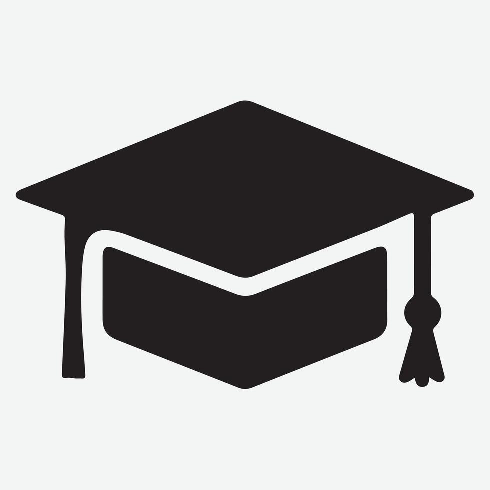 An Unique graduation cap silhouette Icon with white background vector