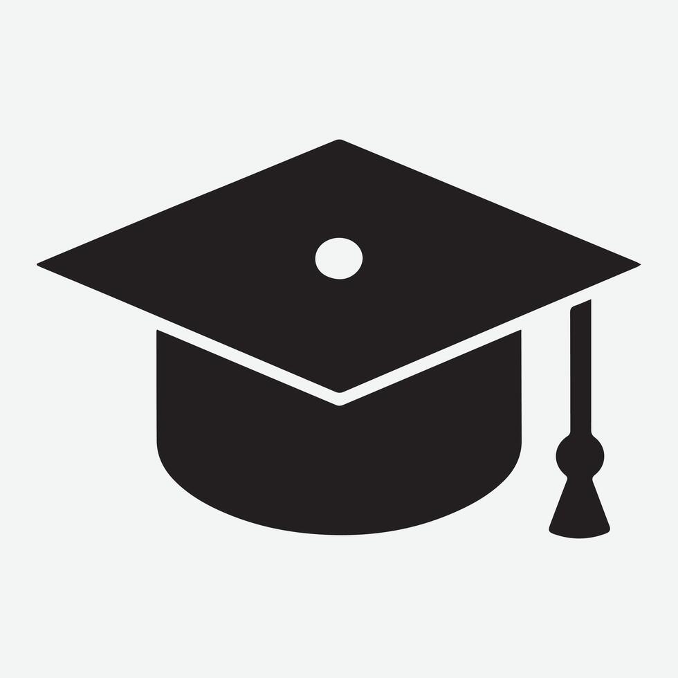 An Unique graduation cap silhouette Icon with white background vector