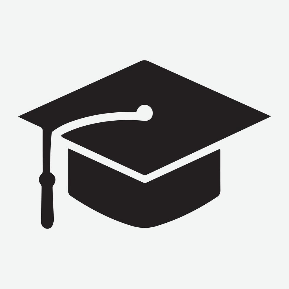 An Unique graduation cap silhouette Icon with white background vector