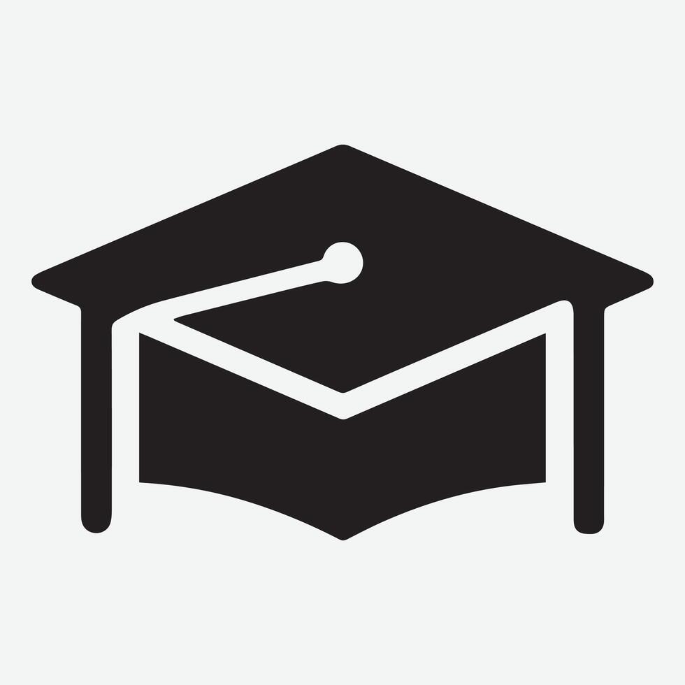 An Unique graduation cap silhouette Icon with white background vector