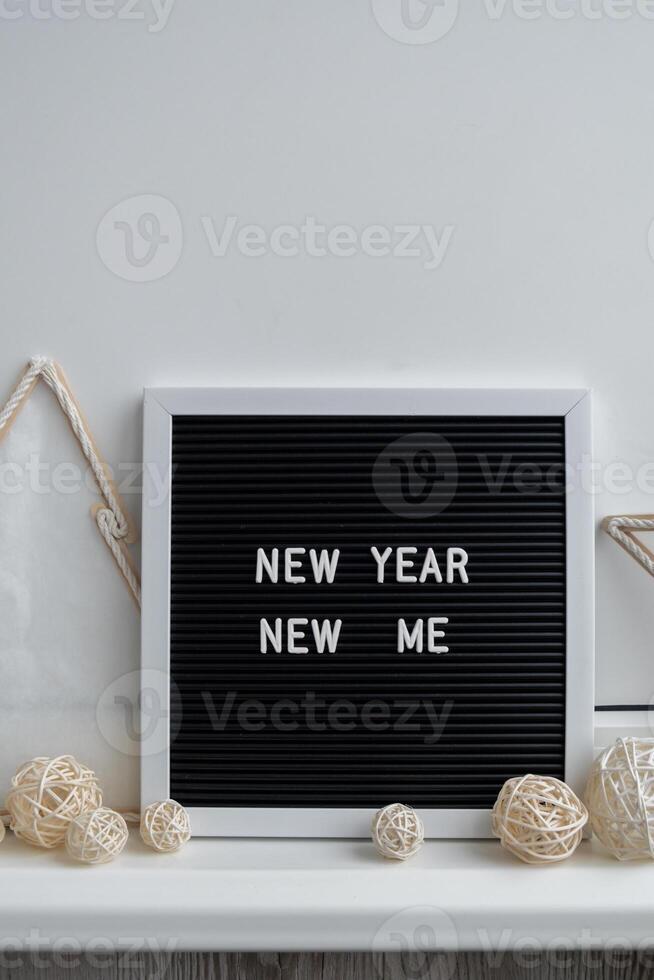 Motivational saying NEW YEAR NEW ME. Goals setting concept. Strategy for self development improvement. Inspirational Planning better healthier life. Visual motivation photo