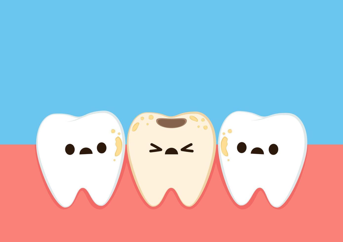 Teeth cartoon . character design. dental equipment . Tooth cavity. vector