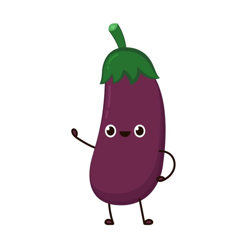 Eggplant on white background. Eggplant character design. vector
