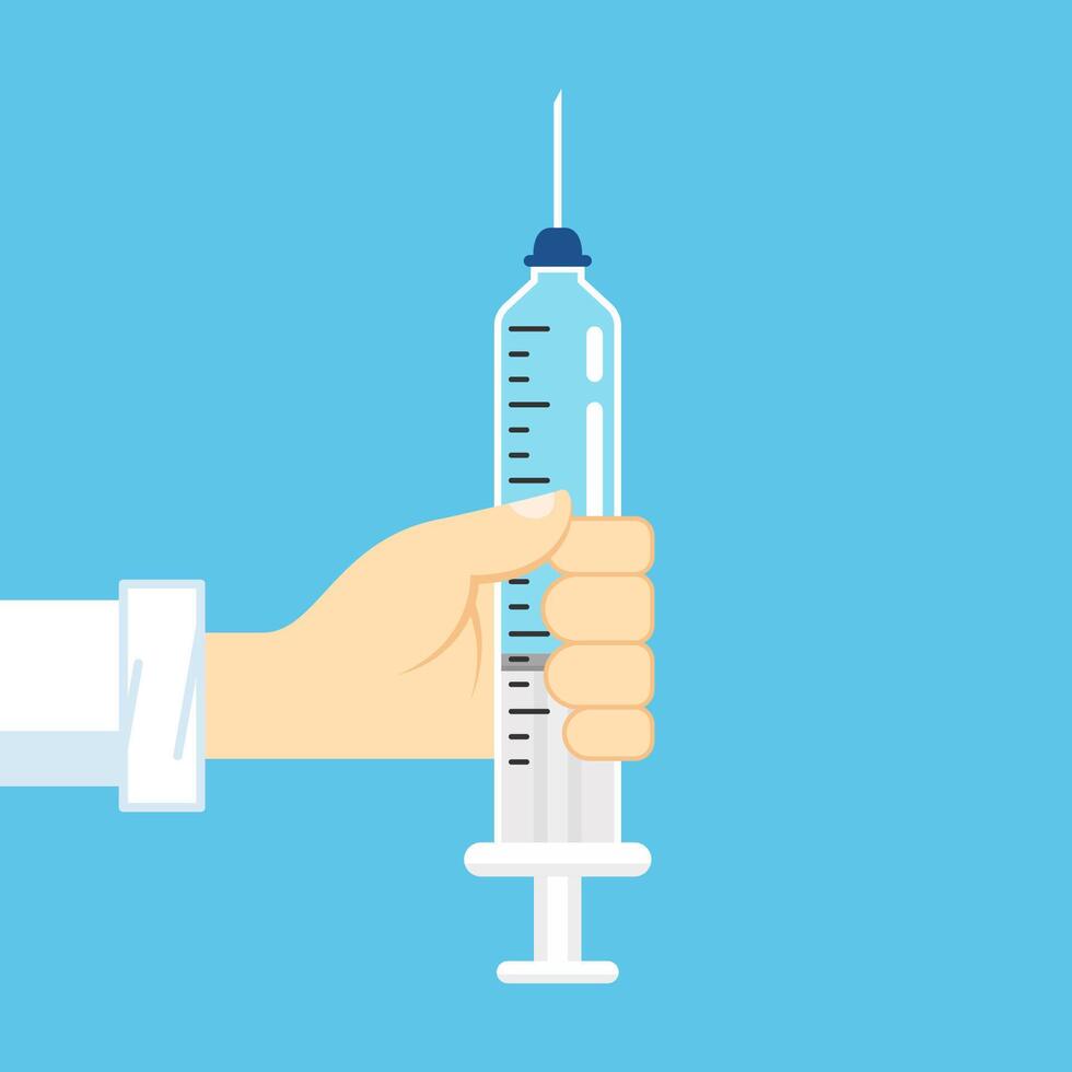 Vaccine Covid-19 . Syringe and Vaccine . Coronavirus swab in test tube . Covid-19 Testing Swab Kit. vector