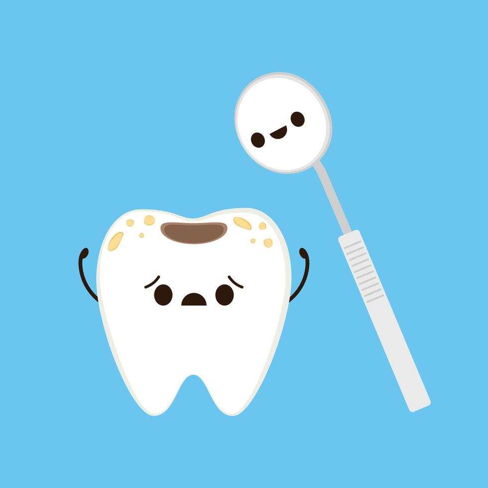 Teeth cartoon . character design. Broken teeth cartoon . Tooth decay . vector