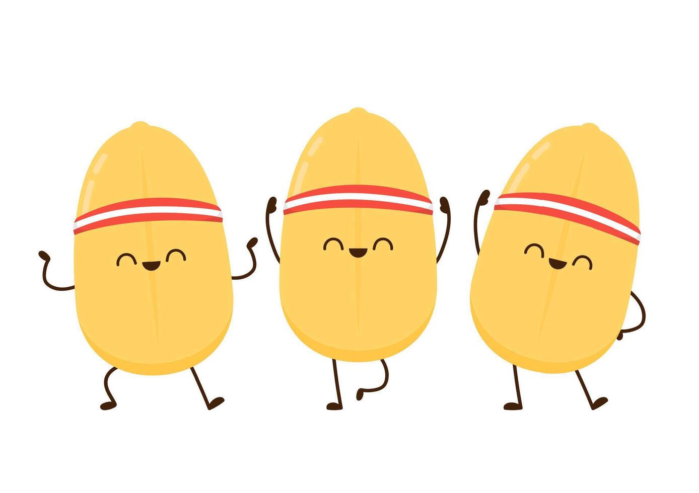 Rice character design. rice on white background. Paddy . vector