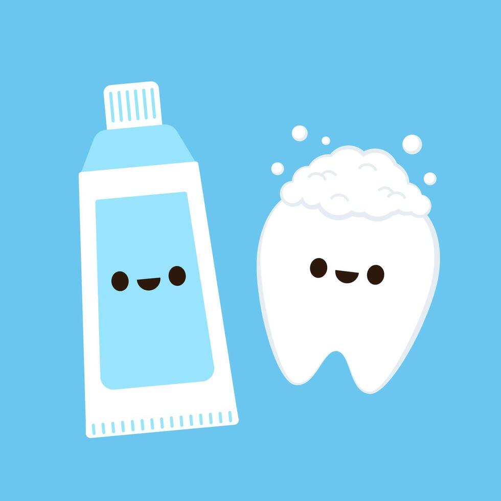 Tooth and Toothpaste character design. Tooth and Toothpaste cartoon . vector