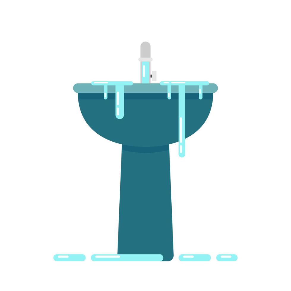 Overflowing water in a wash basin, Basin . vector