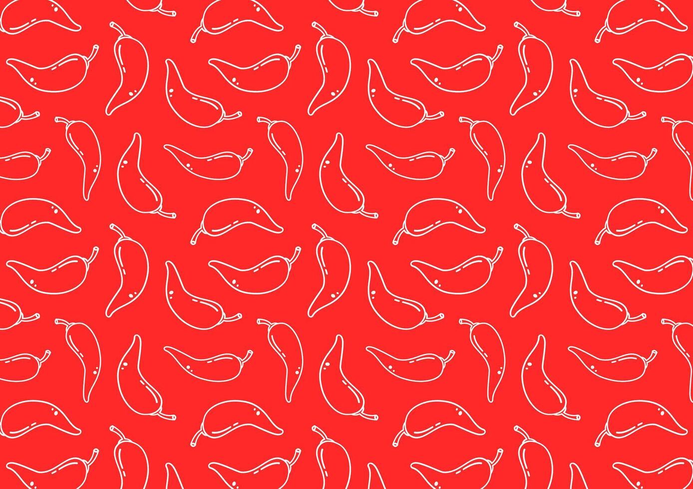 Chili doodle pattern wallpaper. Chili pattern on red background. vector