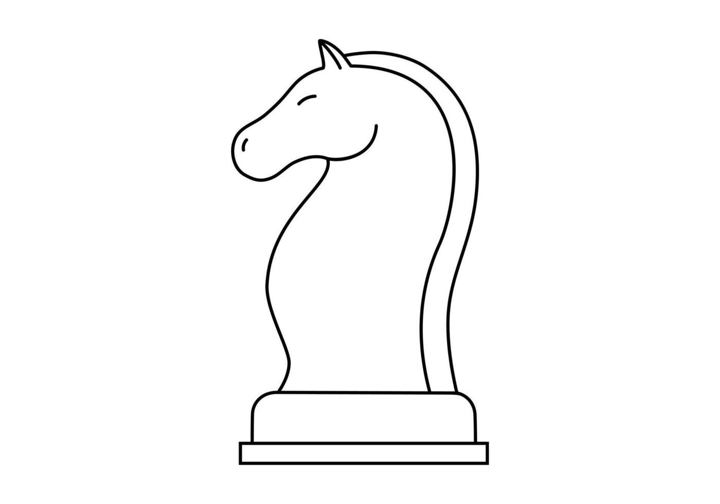 Hand drawn cute outline illustration of knight. Flat chess figure line art doodle. High ambitions. Strategy or intelligence icon. Success in competition. Tactic thinking. Board game. Isolated. vector