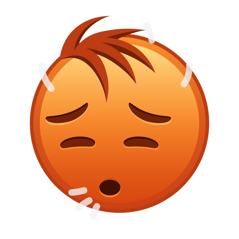 Sweaty face Large size of red emoji smile with hair vector