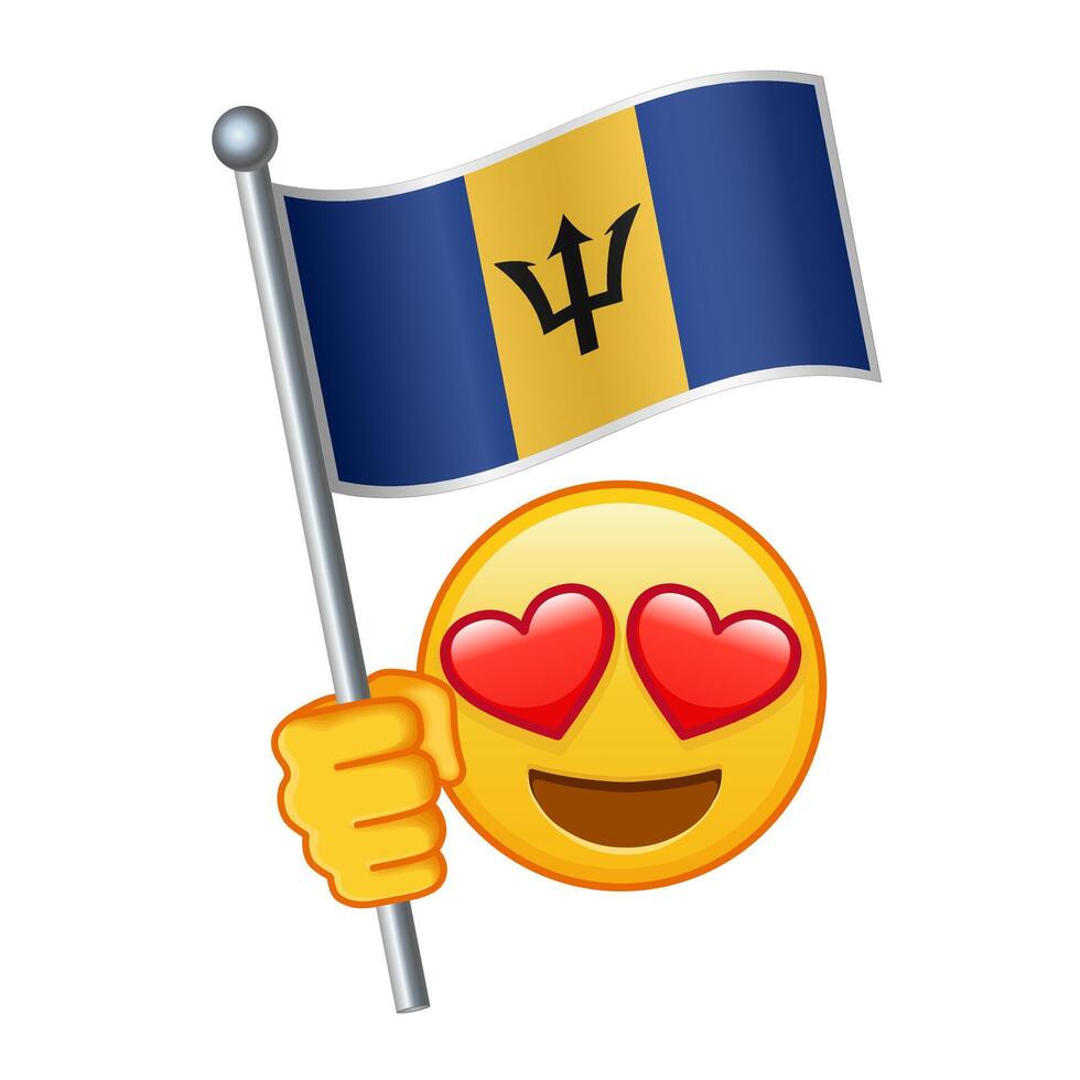 Emoji with Barbados flag Large size of yellow emoji smile vector