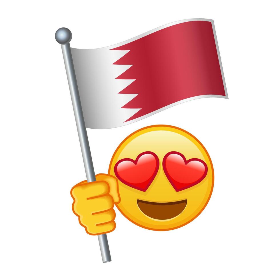 Emoji with Bahrain flag Large size of yellow emoji smile vector