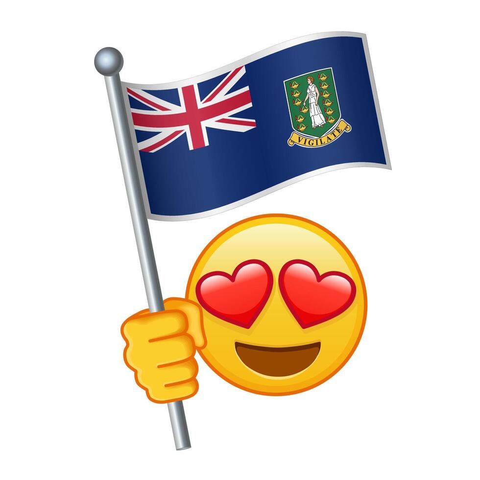 Emoji with British Virgin Islands flag Large size of yellow emoji smile vector