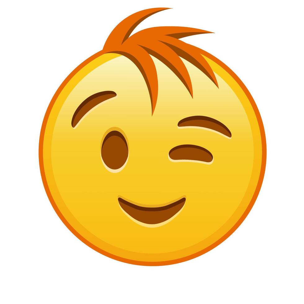Winking face Large size of yellow emoji smile with hair vector