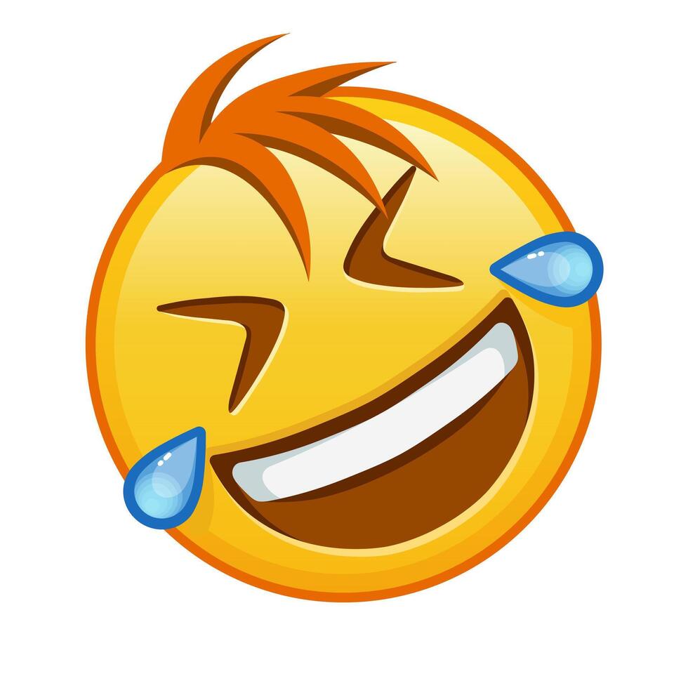 Rolling on the floor laughing Large size of yellow emoji smile with hair vector
